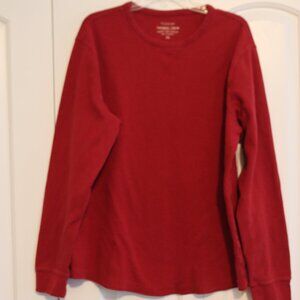 Sonoma Life + Style Thermal Crew Long Sleeve Size XL Red 100% Cotton Waffle Knit